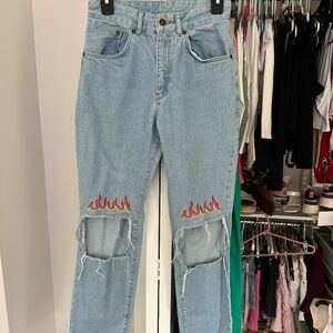 Ragged Priest Jeans With Flame Detail